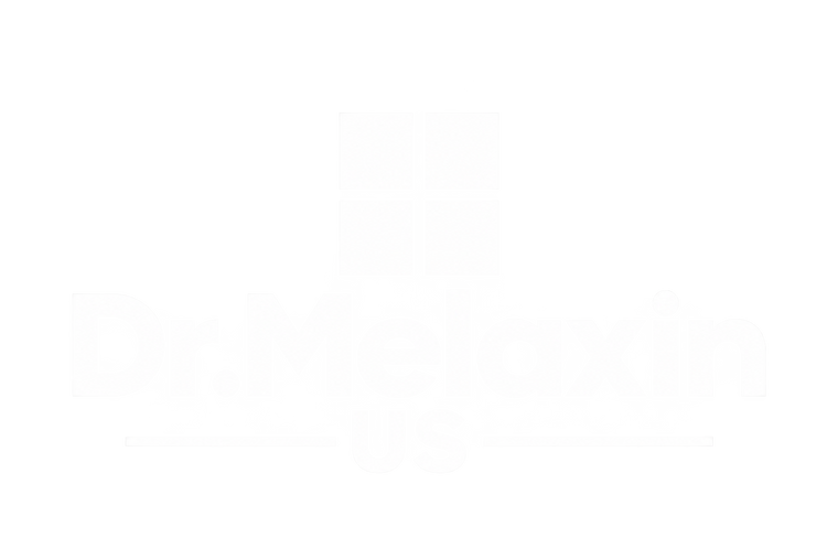 White Dr.Melaxin US logo with transparent background